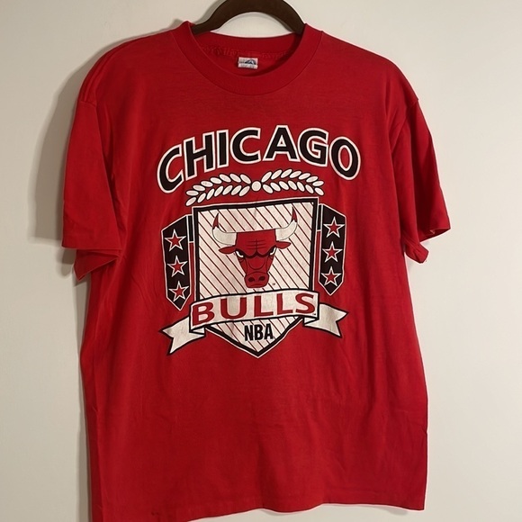 VTG Sportswear 90s Chicago Bulls Tee Single Stitch T-Shirt Med Red 80 Basketball - Picture 2 of 16